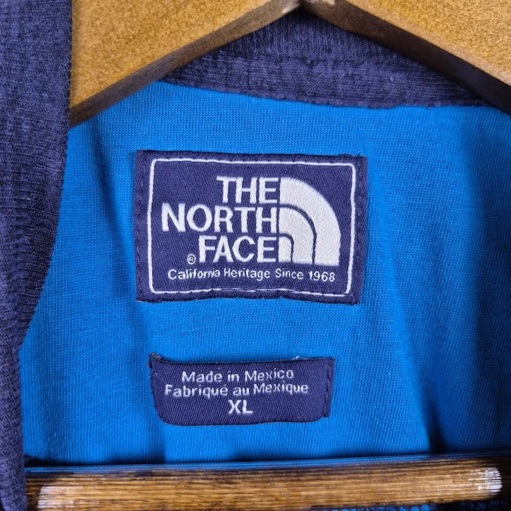 The North Face Mens Navy Blue Heathered Long Sleeve Henley Shirt XL CX47